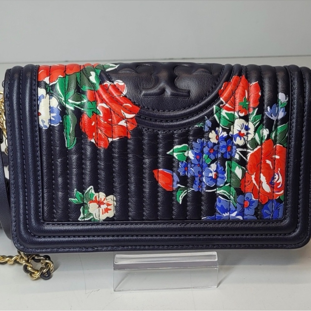 Tori Burch Floral Fleming Soft Leather Crossbody Bag - Picture 7 of 13